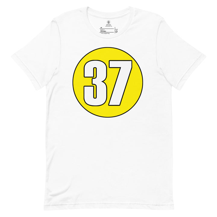 Unisex t-shirt: White on Yellow 37