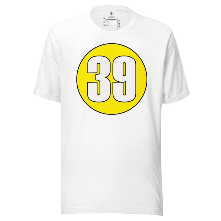 Unisex t-shirt: White on Yellow 39