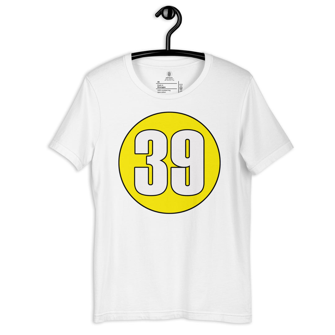 Unisex t-shirt: White on Yellow 39