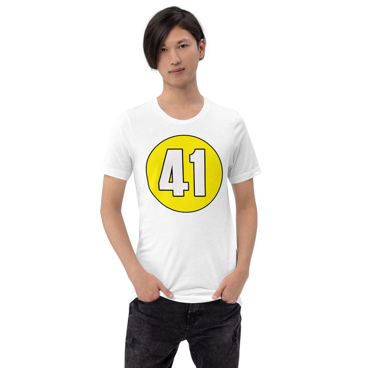 Unisex t-shirt: White on Yellow 41