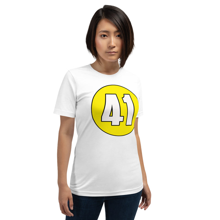 Unisex t-shirt: White on Yellow 41