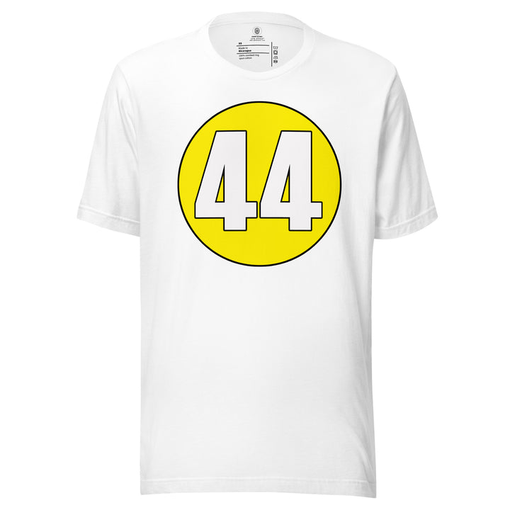 Unisex t-shirt: White on Yellow 44