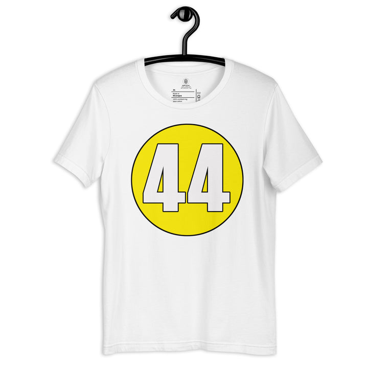 Unisex t-shirt: White on Yellow 44