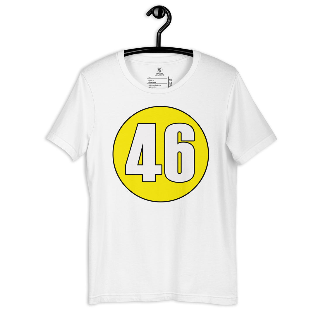 Unisex t-shirt: White on Yellow 46