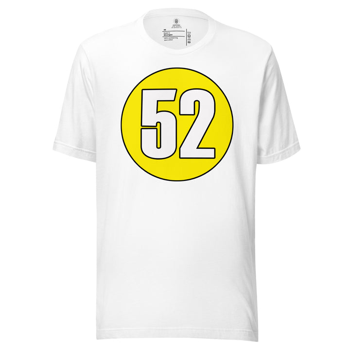 Unisex t-shirt: White on Yellow 52