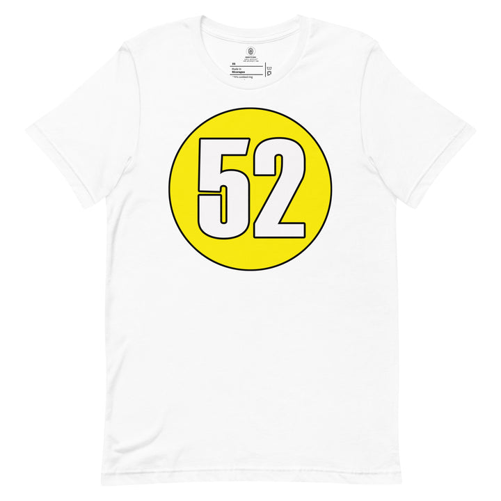 Unisex t-shirt: White on Yellow 52