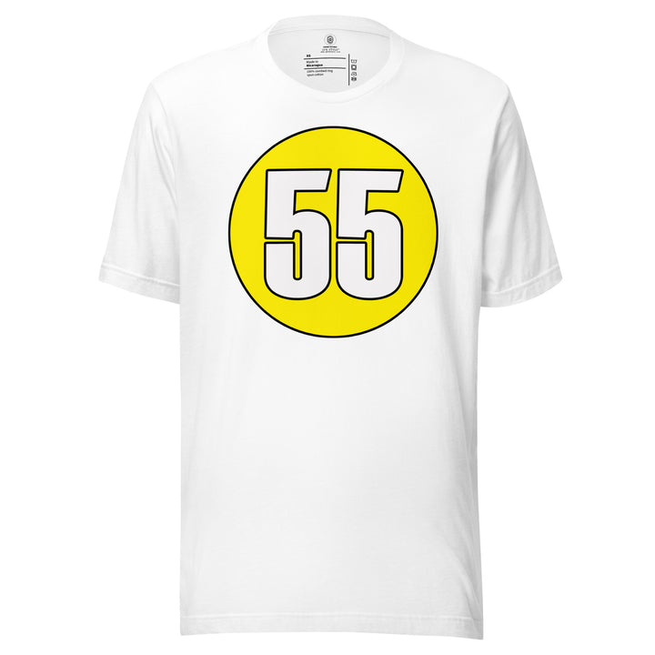 Unisex t-shirt: White on Yellow 55