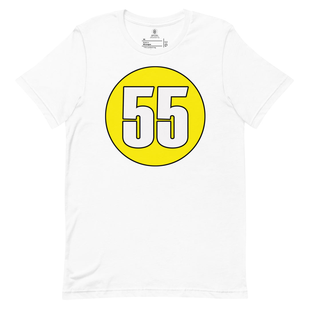 Unisex t-shirt: White on Yellow 55