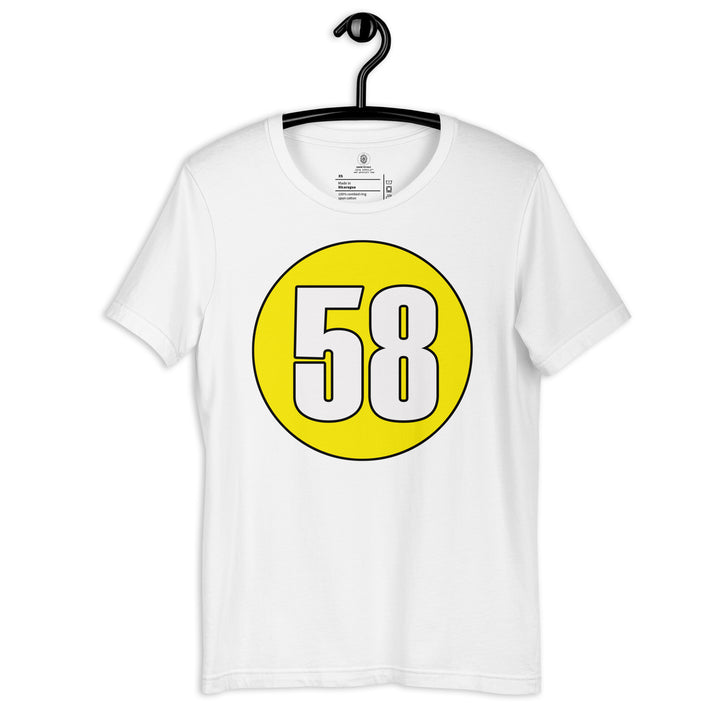 Unisex t-shirt: White on Yellow 58