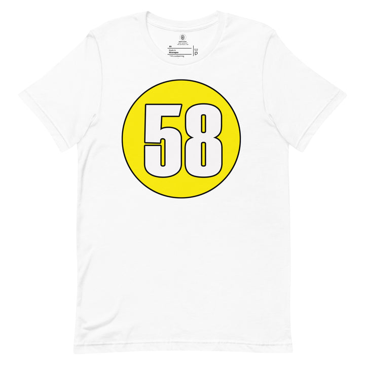 Unisex t-shirt: White on Yellow 58