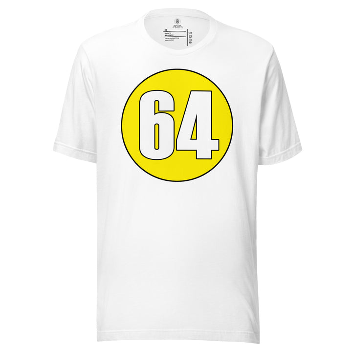 Unisex t-shirt: White on Yellow 64