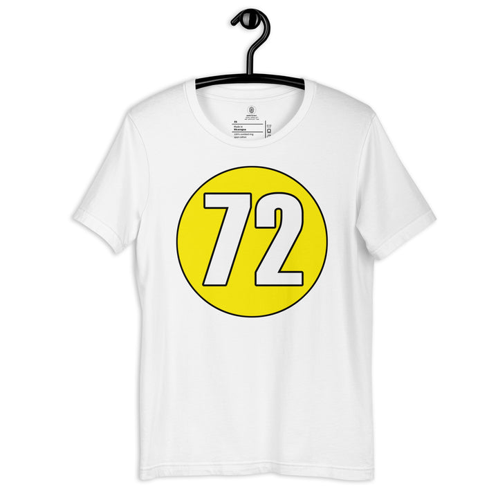 Unisex t-shirt: White on Yellow 72