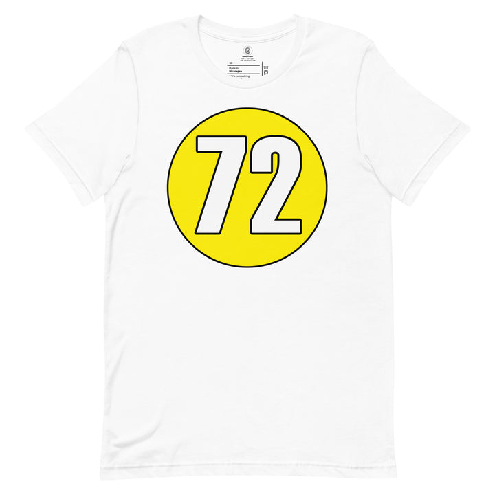 Unisex t-shirt: White on Yellow 72