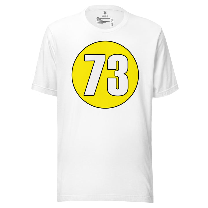 Unisex t-shirt: White on Yellow 73