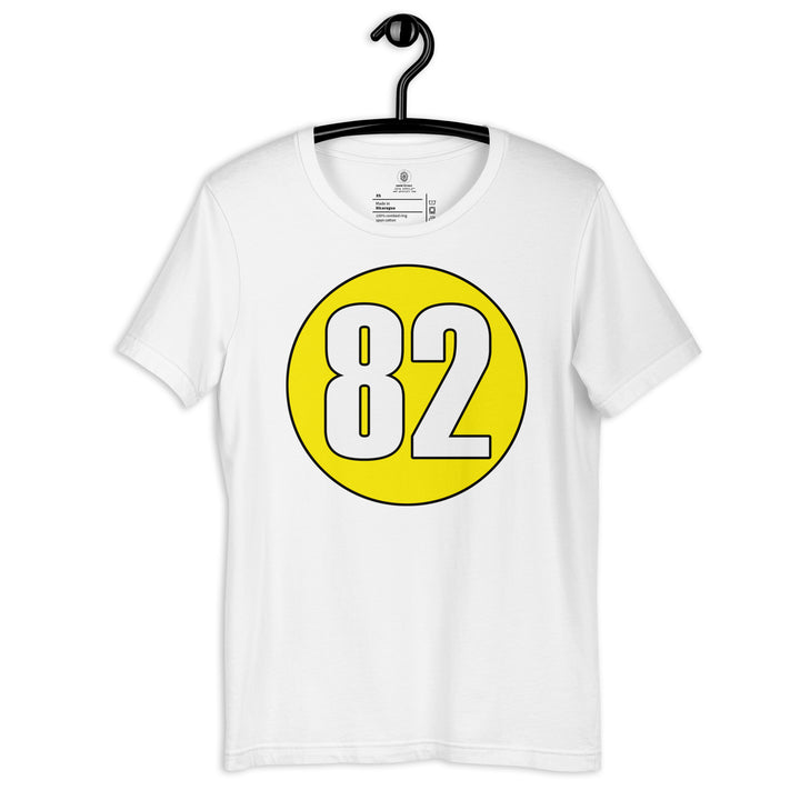 Unisex t-shirt: White on Yellow 82