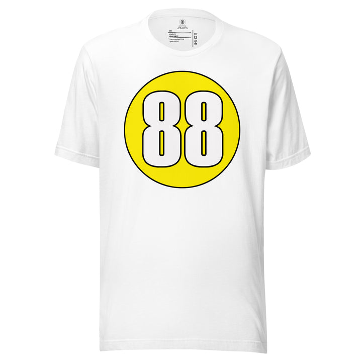 Unisex t-shirt: White on Yellow 88