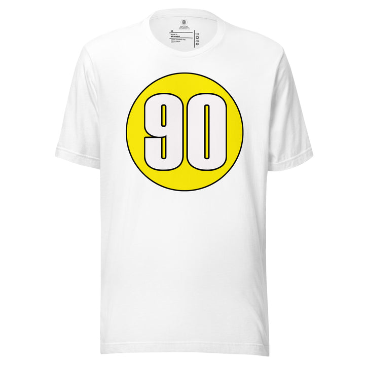 Unisex t-shirt: White on Yellow 90