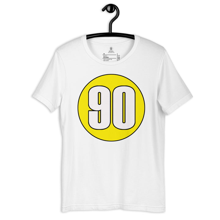 Unisex t-shirt: White on Yellow 90