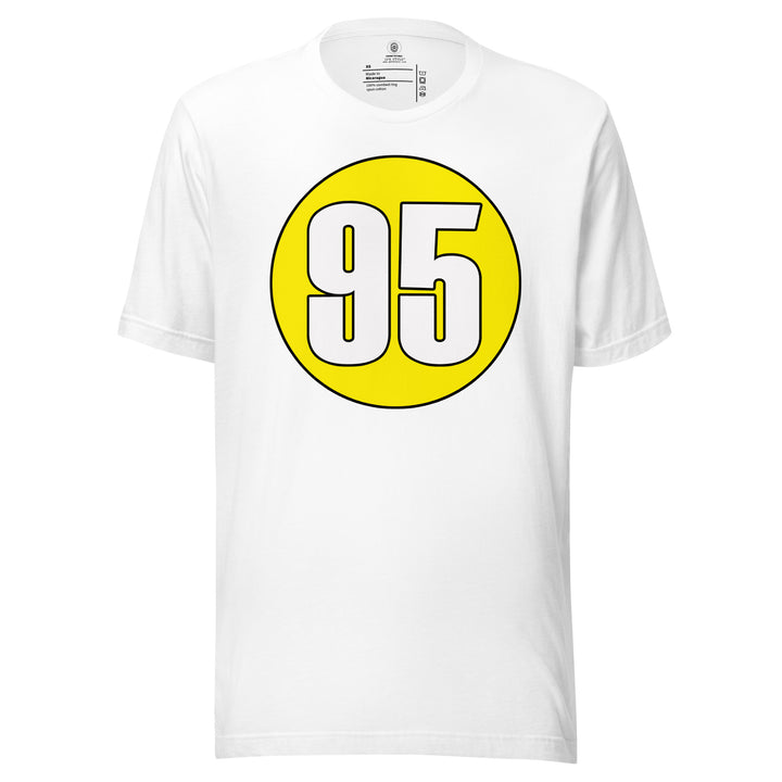 Unisex t-shirt: White on Yellow 95