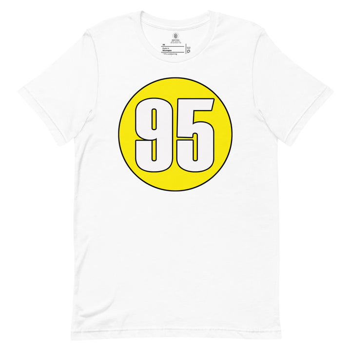 Unisex t-shirt: White on Yellow 95