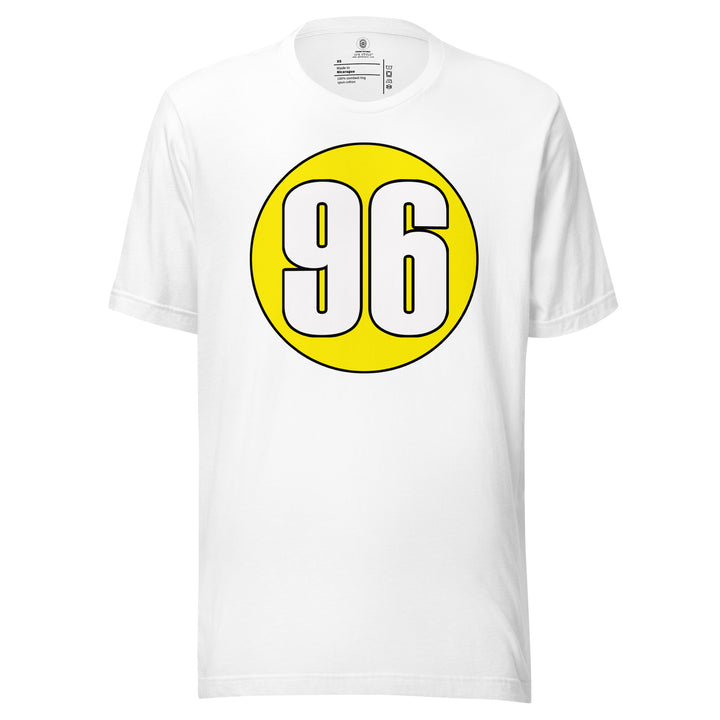 Unisex t-shirt: White on Yellow 96