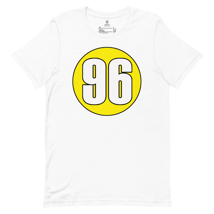 Unisex t-shirt: White on Yellow 96