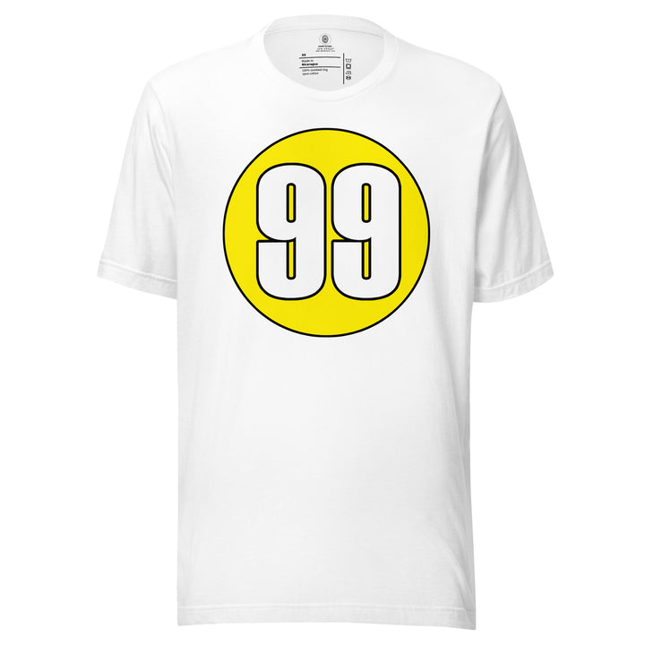 Unisex t-shirt: White on Yellow 99