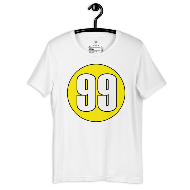 Unisex t-shirt: White on Yellow 99