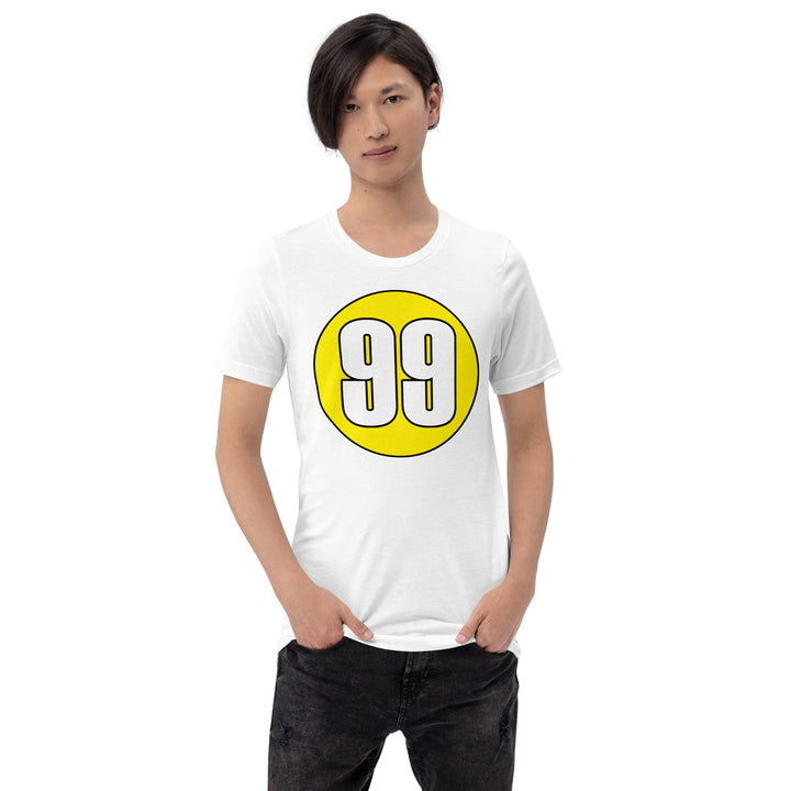 Unisex t-shirt: White on Yellow 99