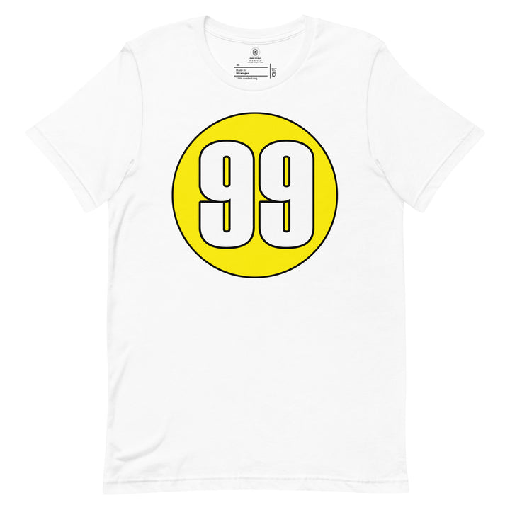 Unisex t-shirt: White on Yellow 99