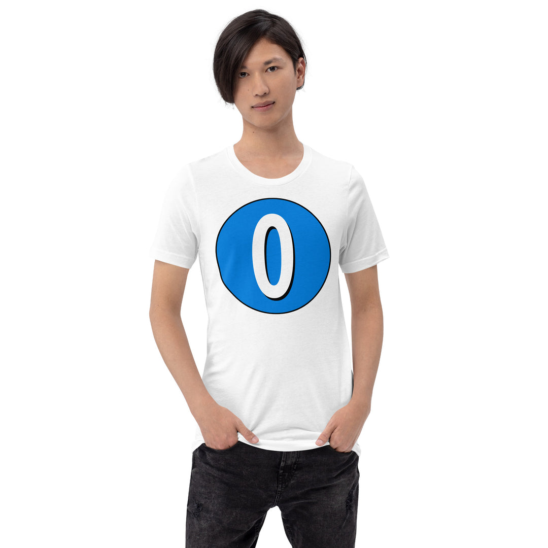 Unisex t-shirt: White on Blue 0