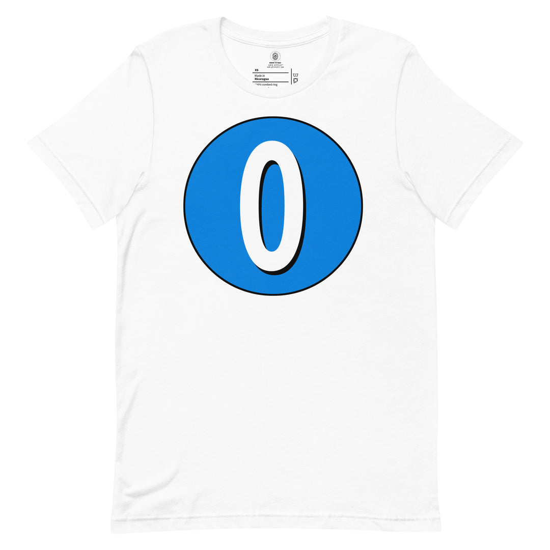 Unisex t-shirt: White on Blue 0