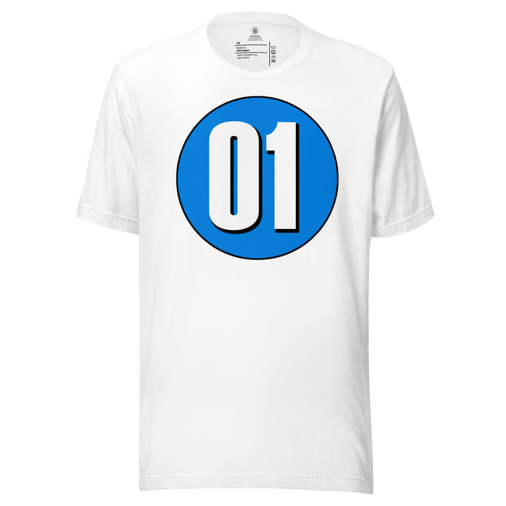 Unisex t-shirt: White on Blue 01