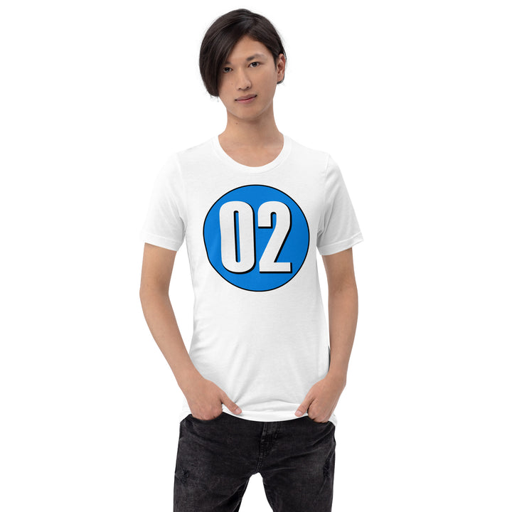 Unisex t-shirt: White on Blue 02