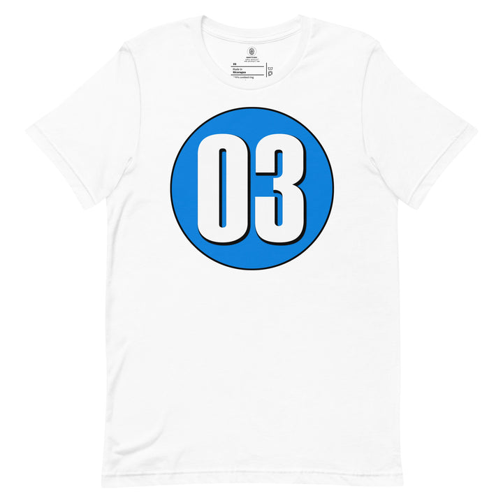 Unisex t-shirt: White on Blue 03