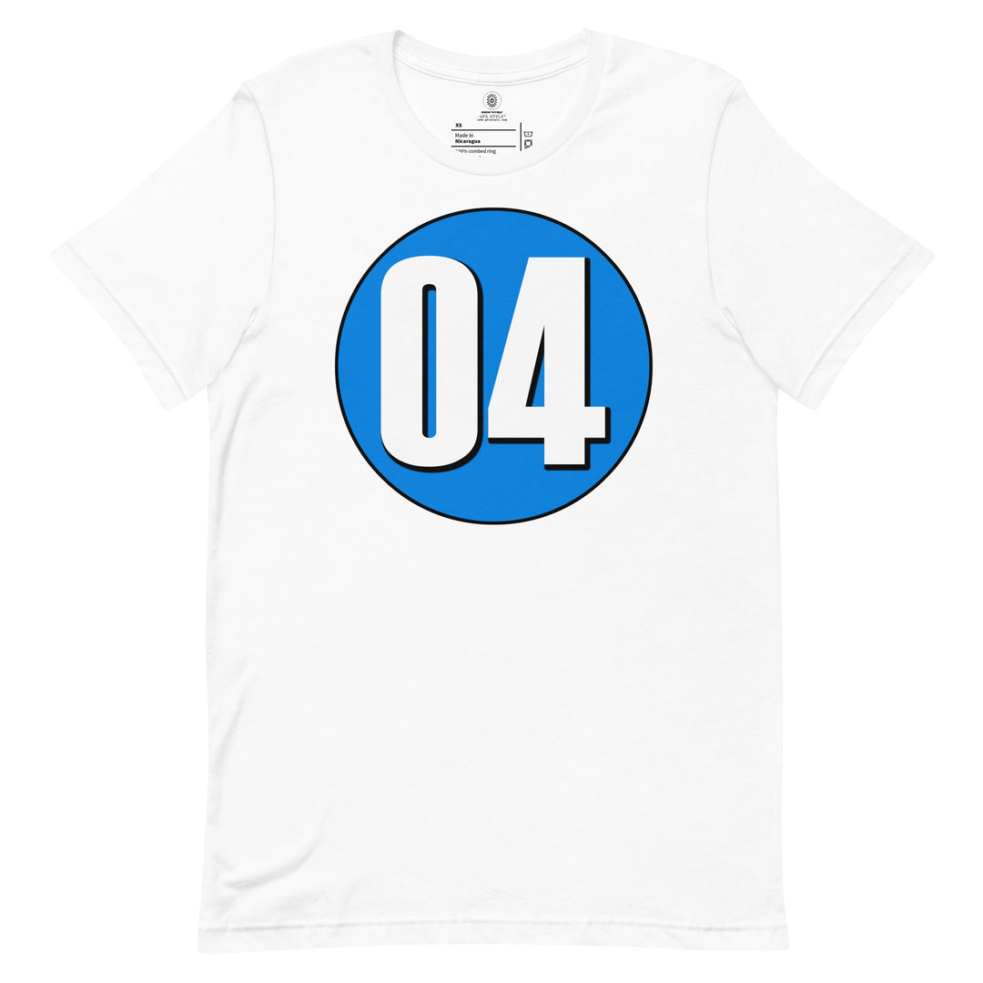 Unisex t-shirt: White on Blue 04