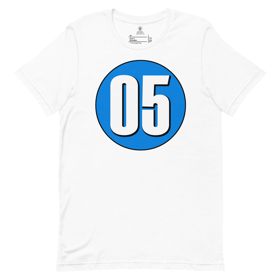 Unisex t-shirt: White on Blue 05