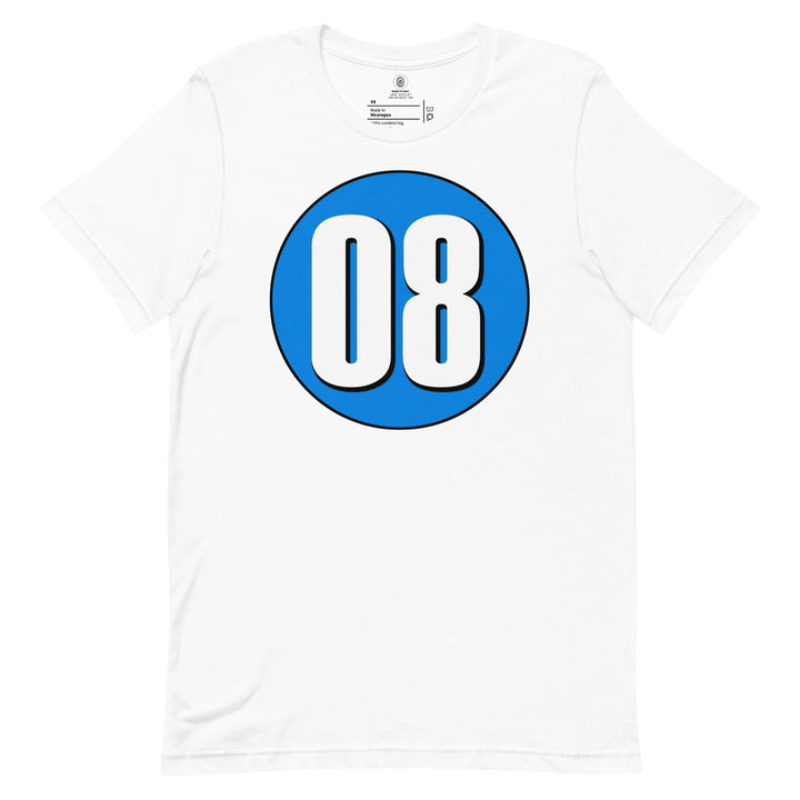 Unisex t-shirt: White on Blue 08