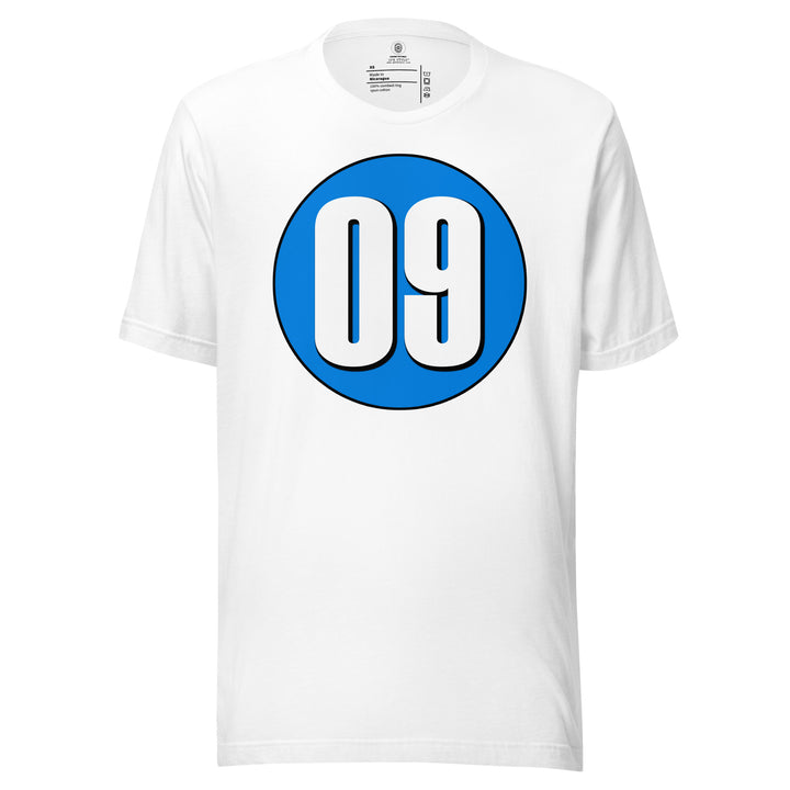 Unisex t-shirt: White on Blue 09