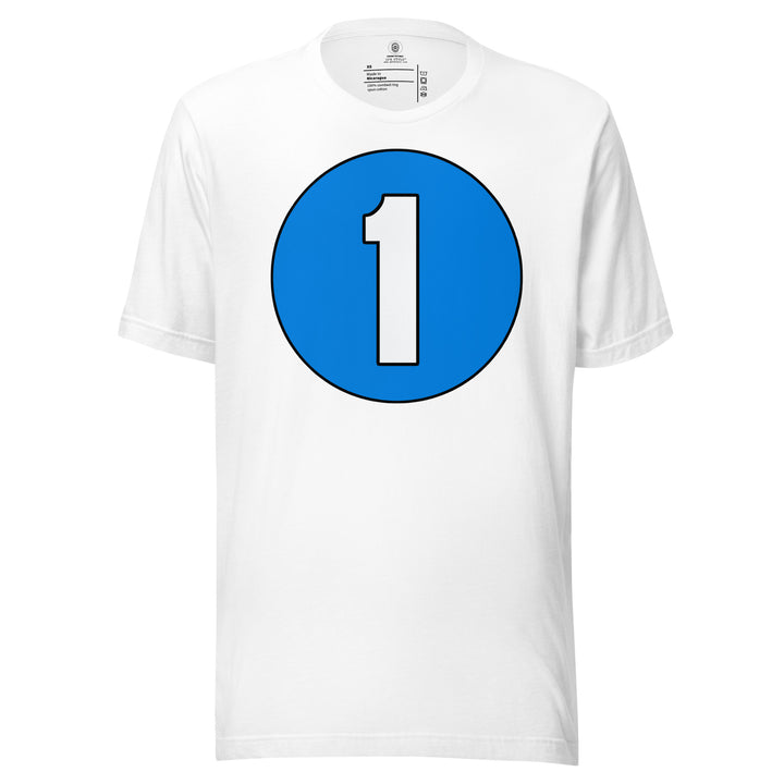 Unisex t-shirt: White on Blue 1