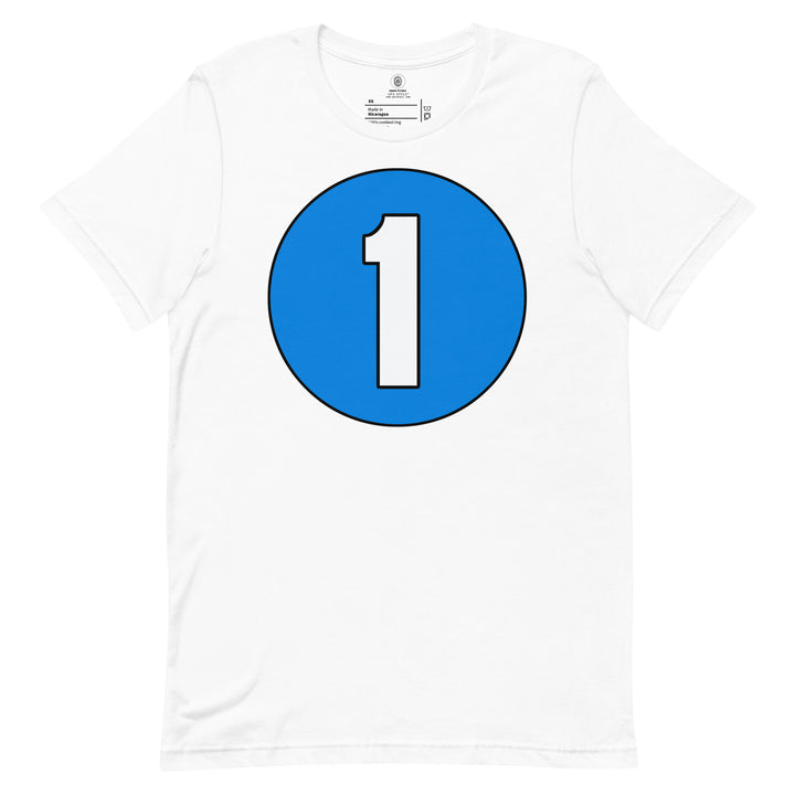 Unisex t-shirt: White on Blue 1