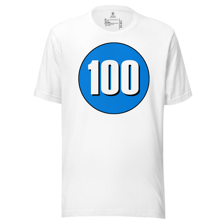 Unisex t-shirt: White on Blue 100