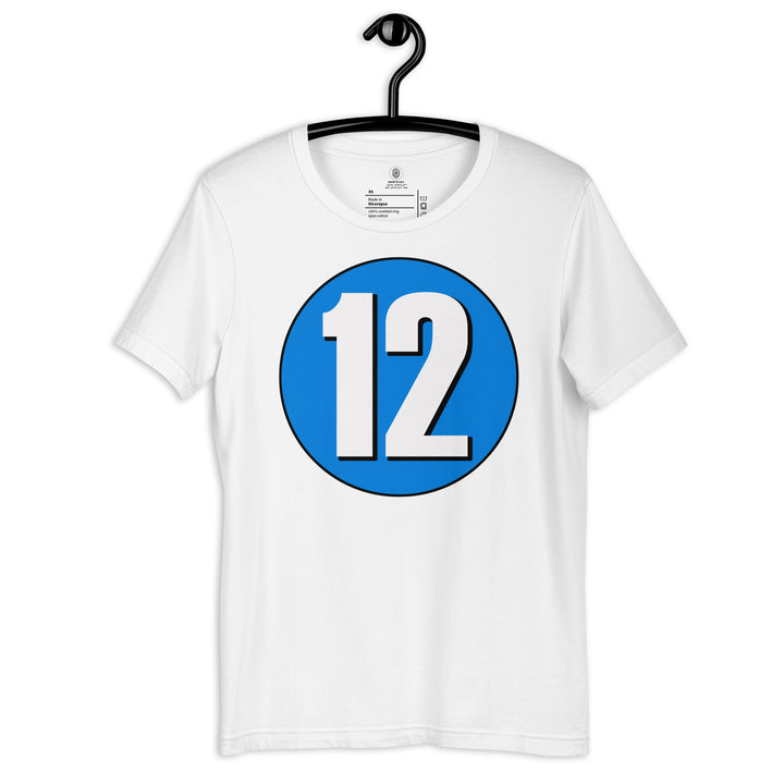 Unisex t-shirt: White on Blue 12