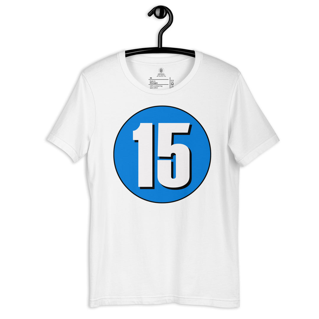 Unisex t-shirt: White on Blue 15