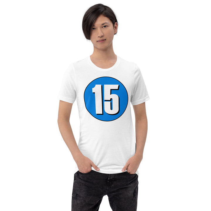 Unisex t-shirt: White on Blue 15