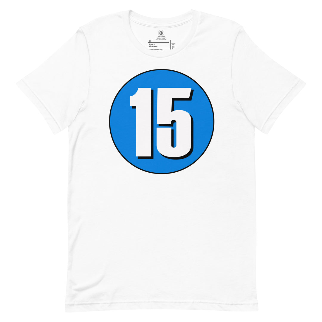 Unisex t-shirt: White on Blue 15