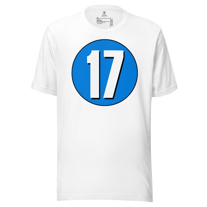 Unisex t-shirt: White on Blue 17