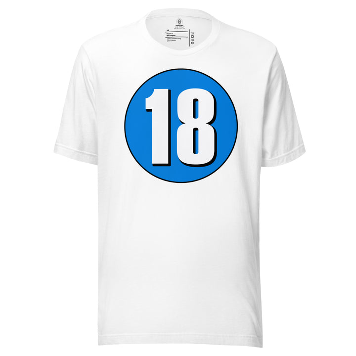 Unisex t-shirt: White on Blue 18