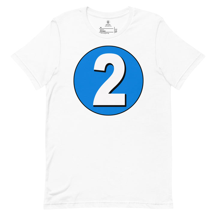 Unisex t-shirt: White on Blue 2