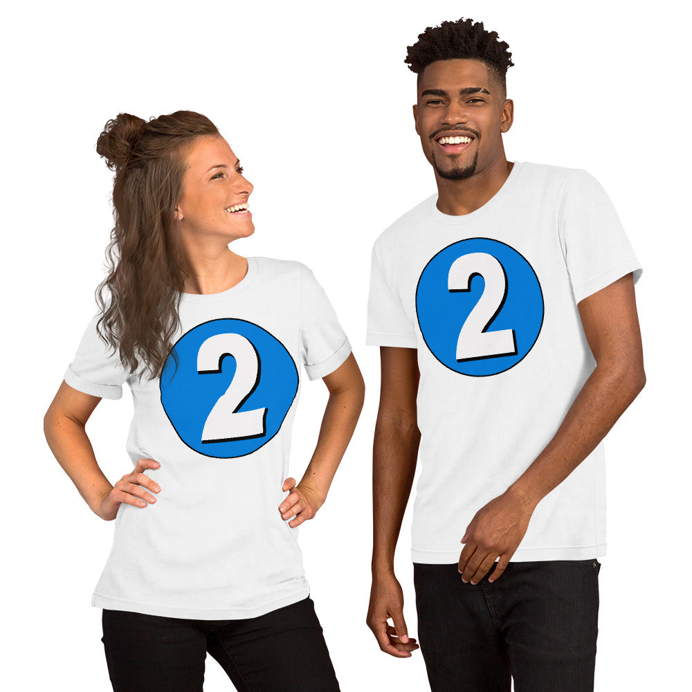 Unisex t-shirt: White on Blue 2